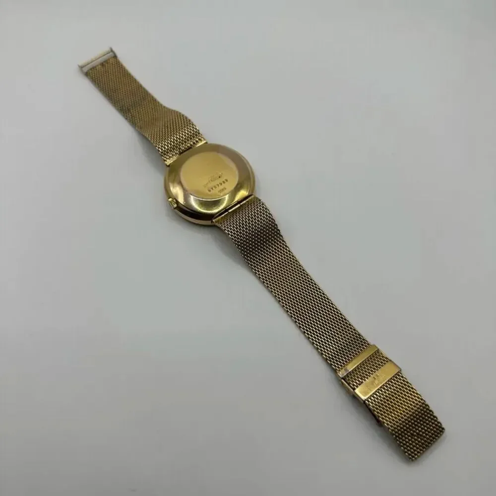 Vintage Mido Commander Estelaris Datoday Gold Tone Mesh Bracelet Watch 0583